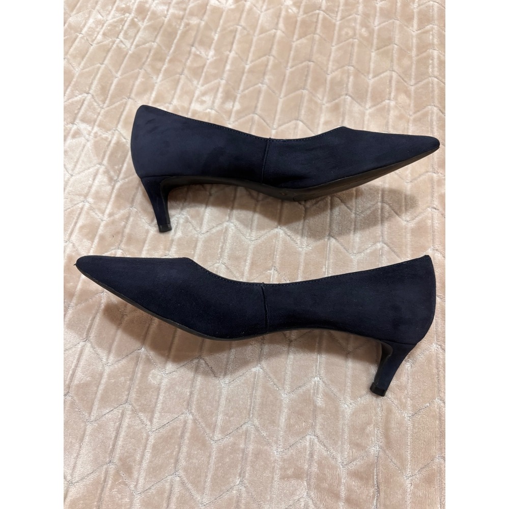 Alex Marie Navy Blue Faux Suede Pointed Toe Kitten Heel Pumps Womens 8M - Picture 4 of 12